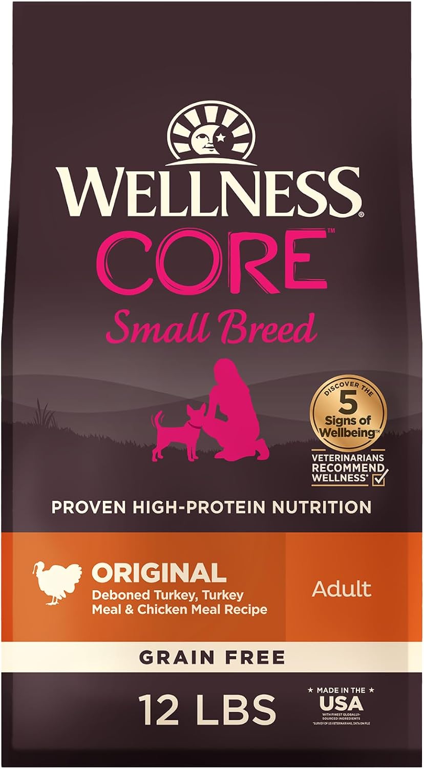 Wellness CORE Small Breed Adult Grain-Free Dry Dog Food (Turkey & Chicken), 12 lb