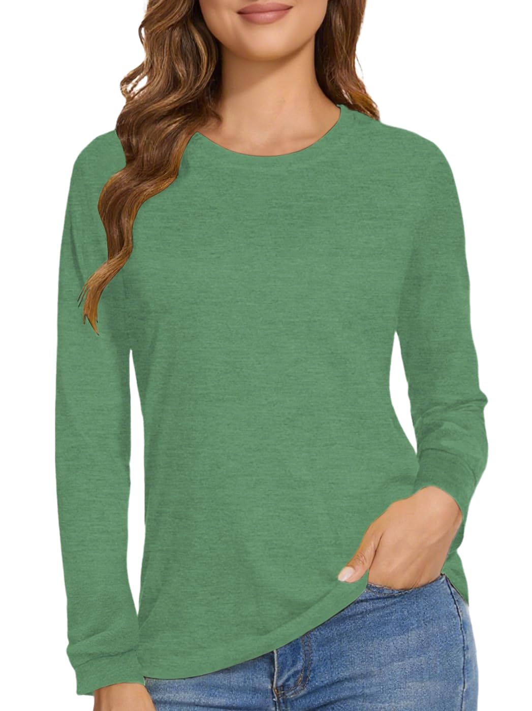 Cuptacc Langarmshirt Damen Rundhals Pullover Langarm T Shirt Basic Longsleeve Damen Oberteil Shirt