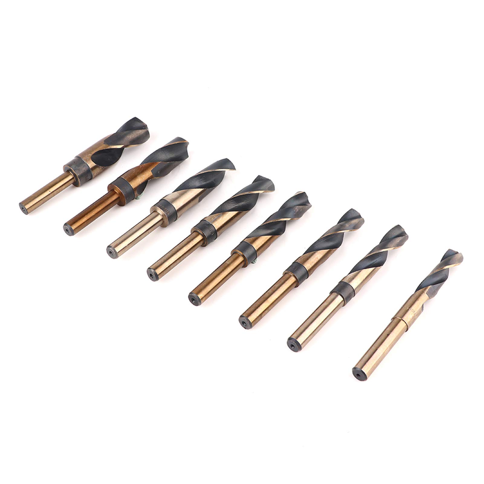 lyrlody Juego de Brocas HSS Juego de Brocas Helicoidales de 8 Piezas, Vástago Redondo de 1,2 Pulgadas, Redondo con Revestimiento de Ti de 14 Mm a 25 Mm con Caja de Aluminio para Taller, Bricolaje,