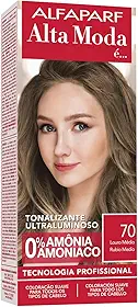 Alta Moda Kit Ton Sobre Ton 70 Louro Médio - Tonalizante ultraluminoso - 0% amônia - Cor intensa, brilhante e resistente às lavagens 120g