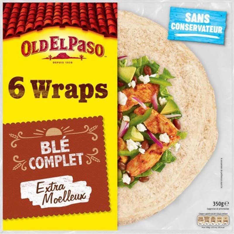 Old El Paso 6 Wraps Blé Complet Extra Moelleux 350g (lot de 4)