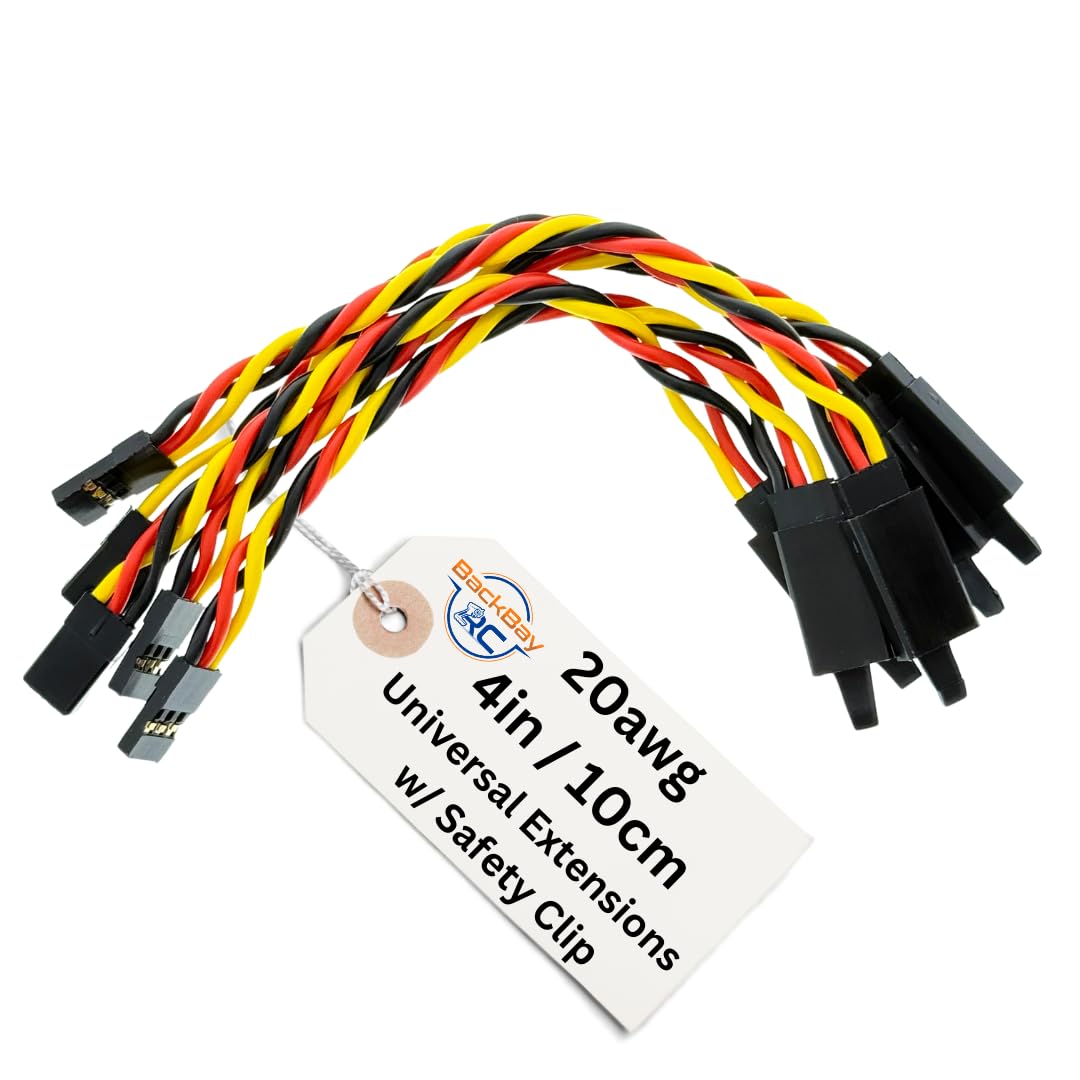 BackBayRC - 4in 20awg Male/Female w/Clip Universal Servo Extension - 5 Pack