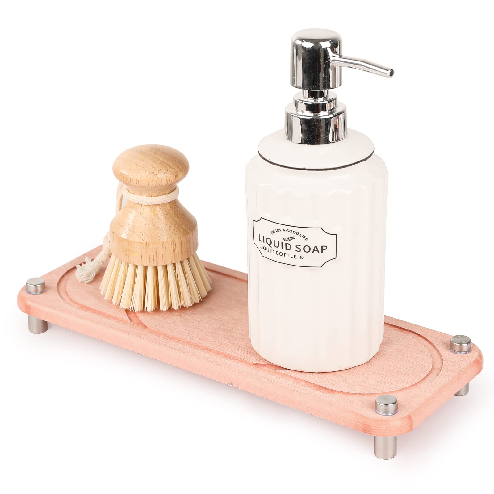 SueH Design Sink Organiser Sink Caddy Organiser for Kitchen & Bathroom Sink Organiser Sponge Brush Soap Dish Holder for Kitchen Sink, Pink