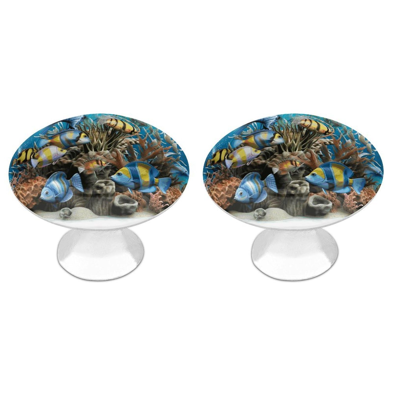 Btcowzrv Style 3D Ocean Fish 2 Pack Cabinet Knobs Drawer Pulls