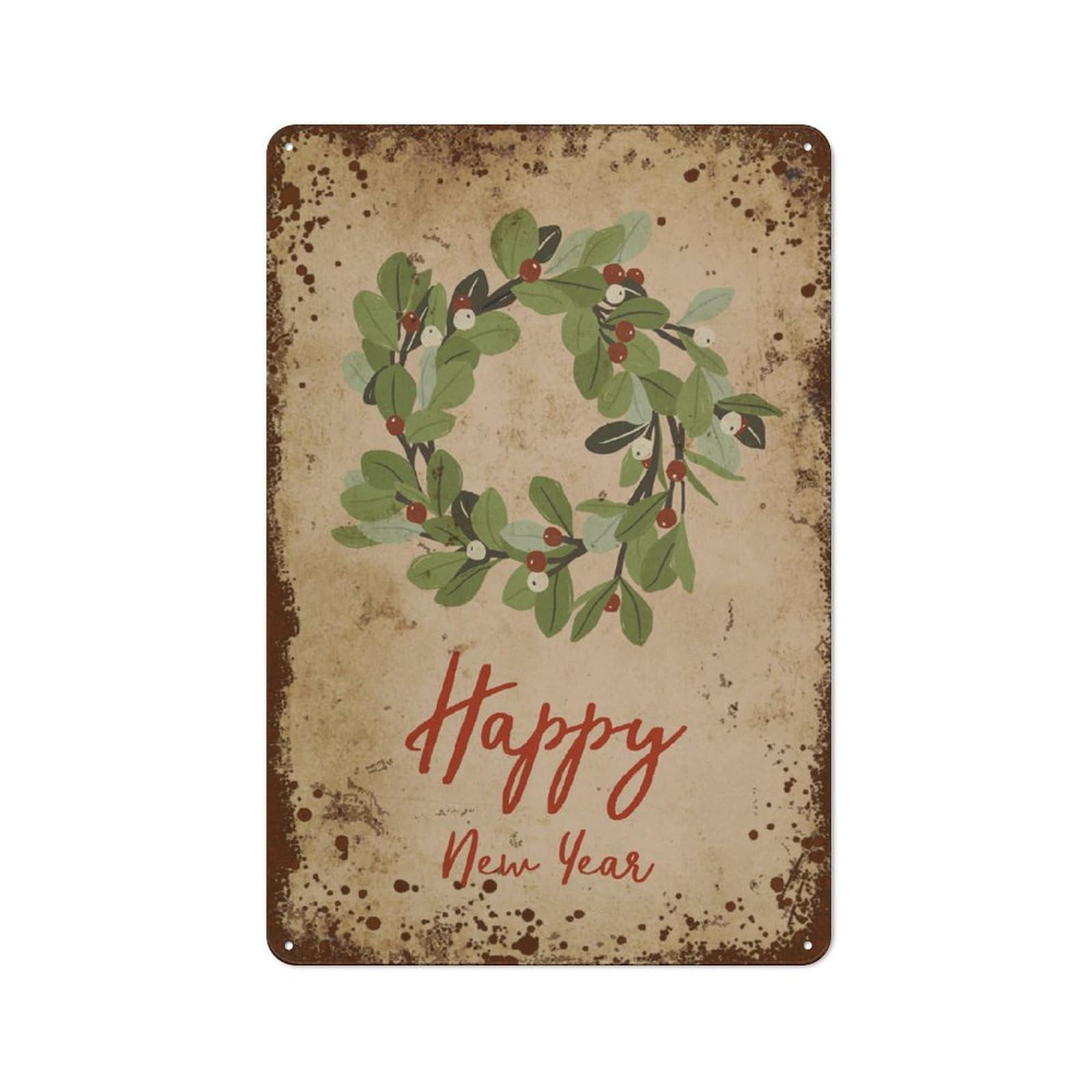 Kwqdozf Style-3 8X12 Inch Happy New Year,New Year, Crown Flowers Mistletoe 8X12 In