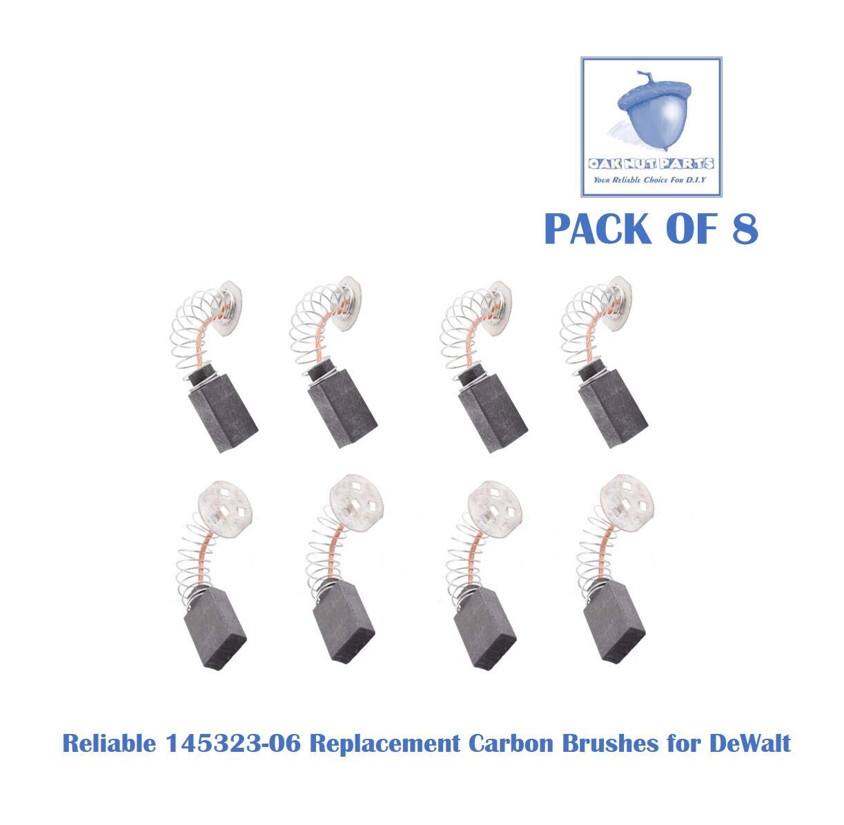 8-PACK Reliable 145323-06 Replacement Carbon Brushes Compatible with DW705, DW708, Replaces 145323-03, 145323-02