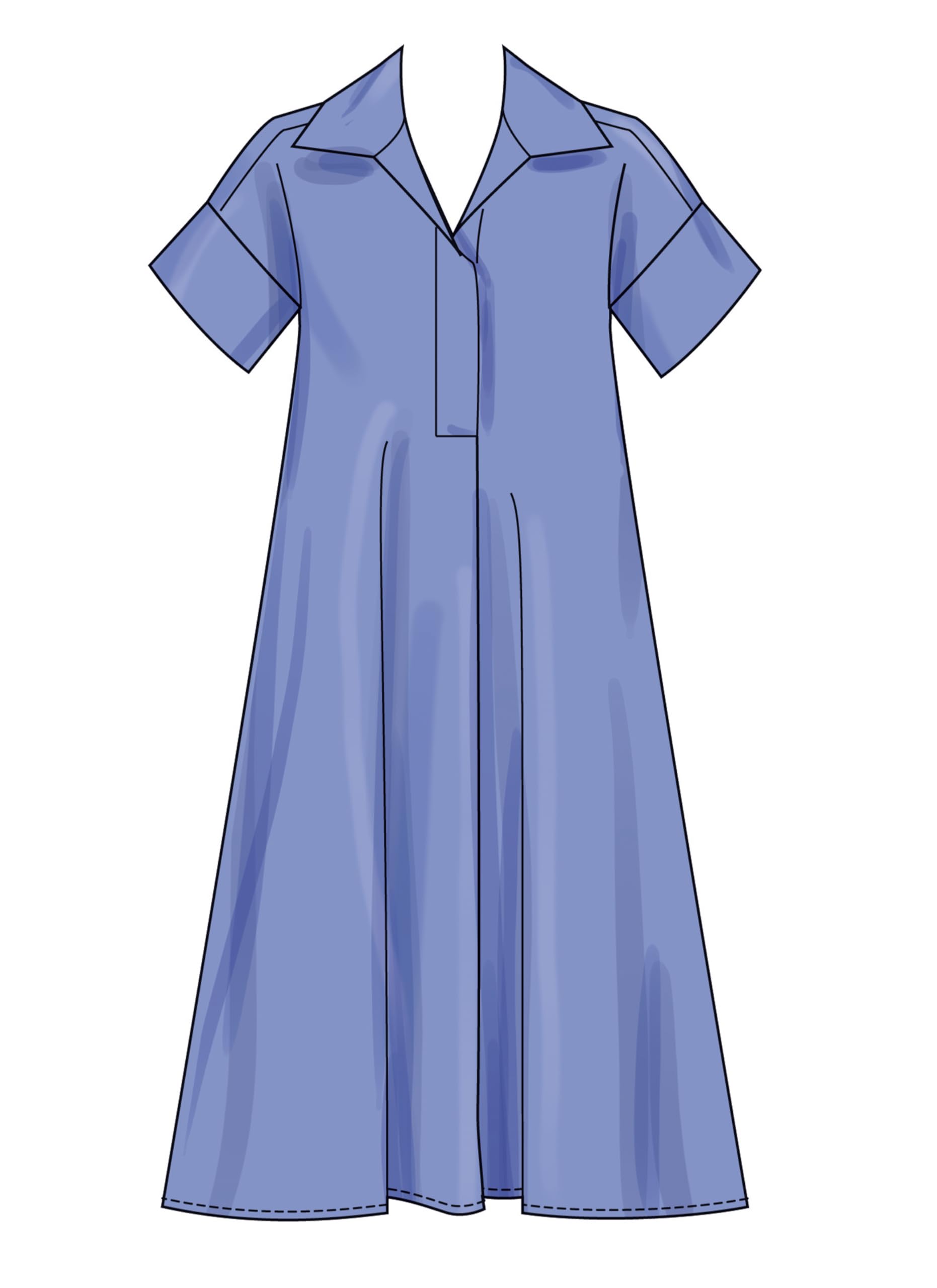 Simplicity Schnittmuster SS3130U5 Damenkleid mit Kragen in drei Längen, U5 (44-46-48-50-52)