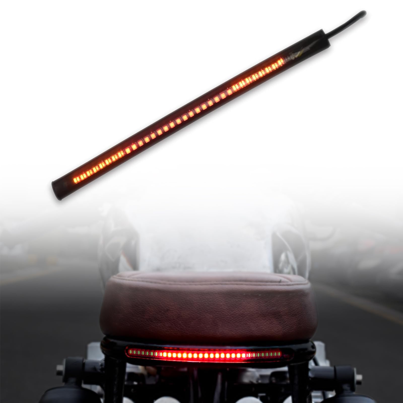 Universal 8 Inch Flexible Motorcycle Cafe Racer Led Brake Tail Light Strip With Turn Signals