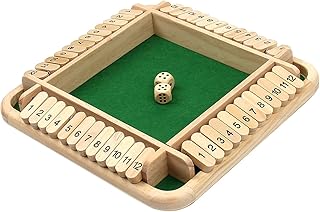CA Mode Shut The Box Game, Dice Board Toy 2-4 Players Wooden Board Games 12 Numbers 4 Sided Flop Game Kids Adults Indoor Smart Math Table Game