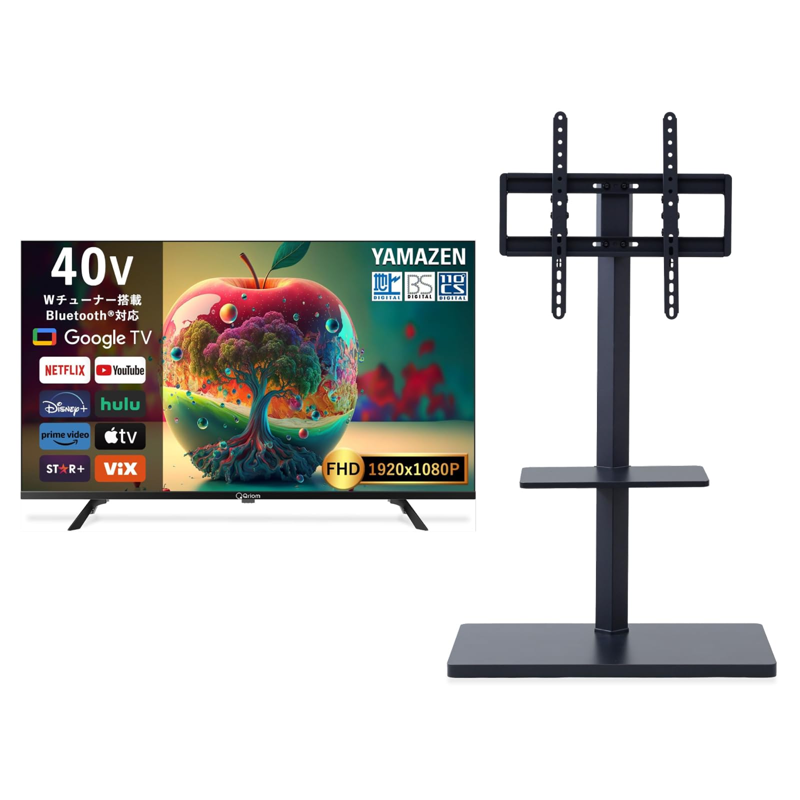 山善 40型 QRK-40W2KST 液晶テレビ Ｗチューナー GoogleTV Amazon | 山善 テレビ Wチューナー 液晶 40インチ フル
