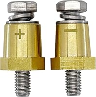 Vista 9 de Ampper Postes de carga de terminal de batería de latón macho de rosca M8, adaptador de poste de batería M8 (+/-) para extensión, paquete de 2