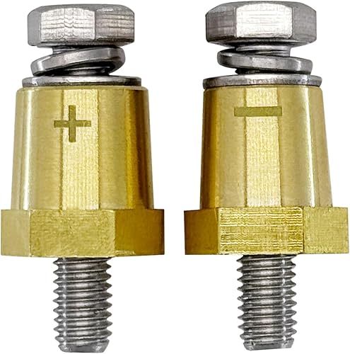 Ampper Postes de carga de terminal de batería de latón con rosca M8, adaptador de poste de batería (+-) con pernos M8 sólidos como postes macho