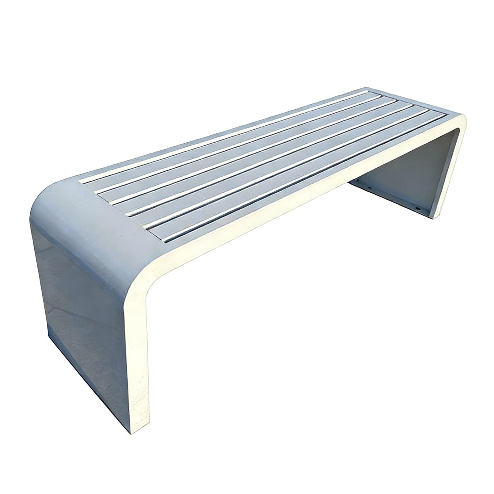 Genérico Banco de Exterior de Acero Inoxidable Resistente a la Intemperie y de Alta Resistencia - Asiento de jardín de 99 cm para Patio, Piscina, Porche - Banco de Parque Blanco Duradero para Patio y