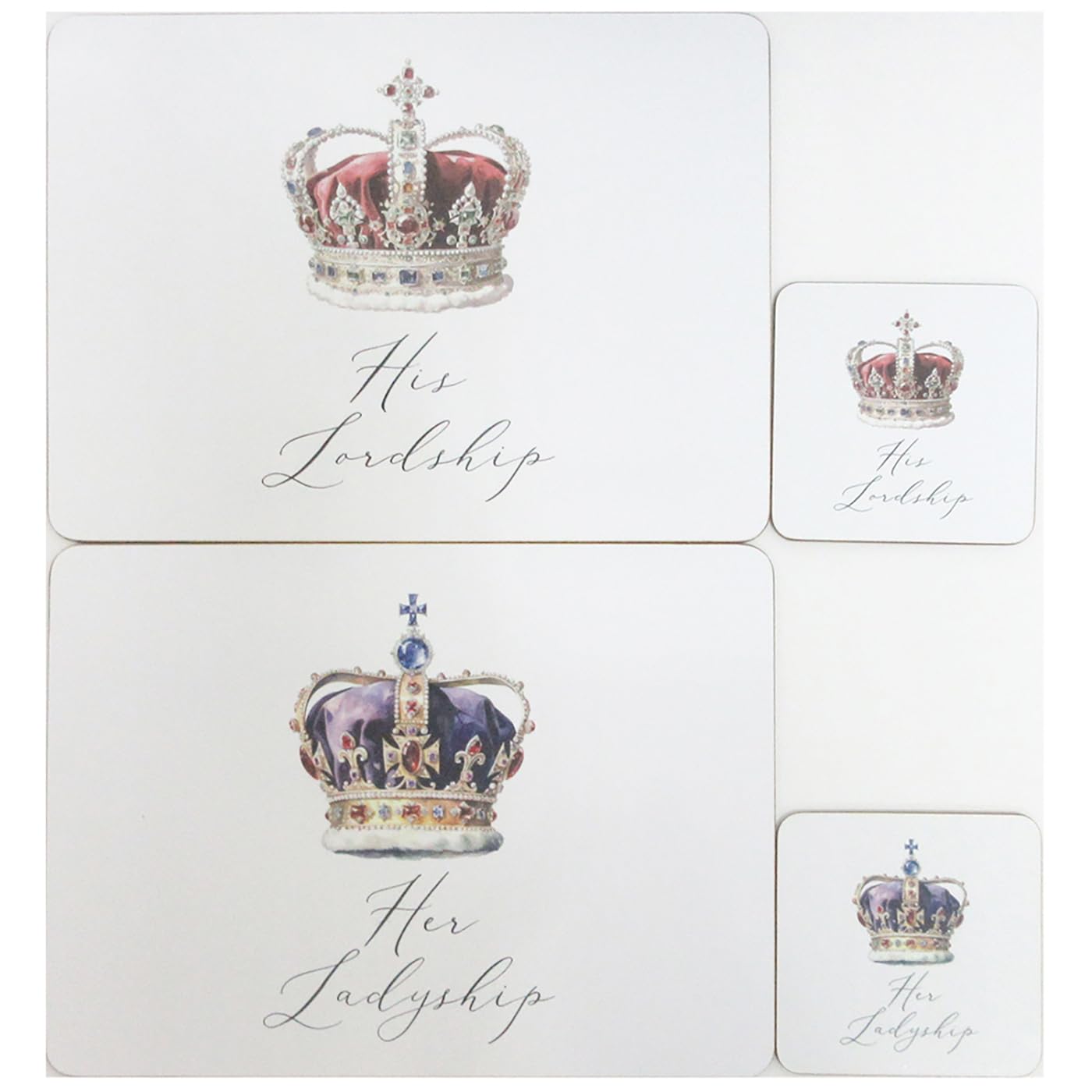 Lesser & Pavey His Lordship & Her Ladyship Coaster & Placemats Set of 2