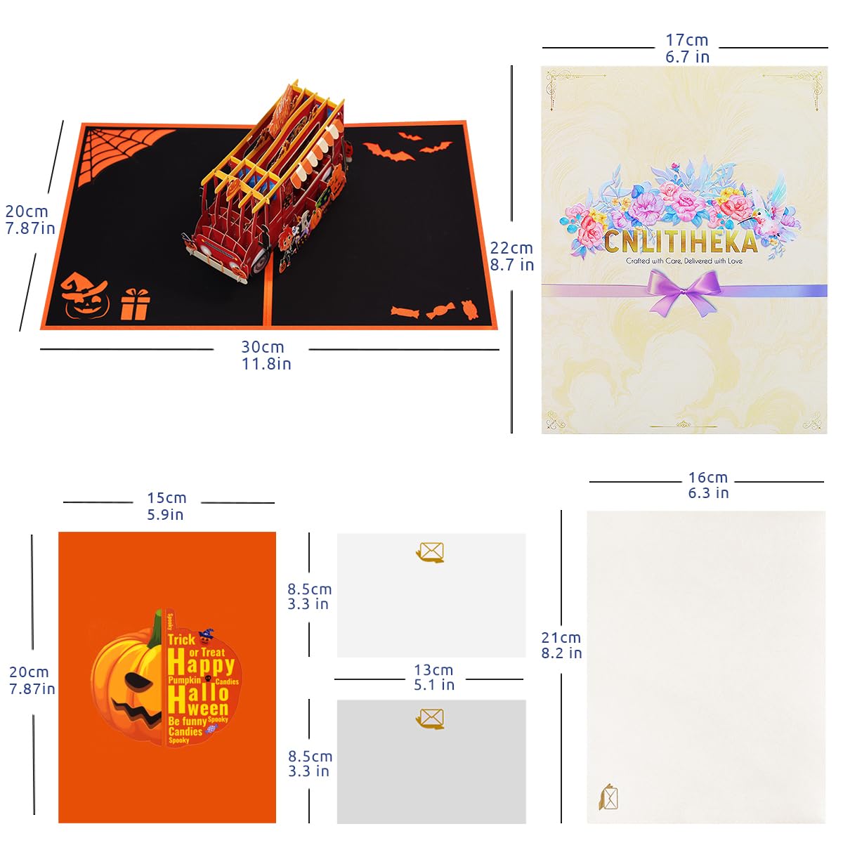 CNLITIHEKA Pumpkin Truck Halloween Pop Up Card, Trick or Treat Card, Happy Halloween Cards - Image 2