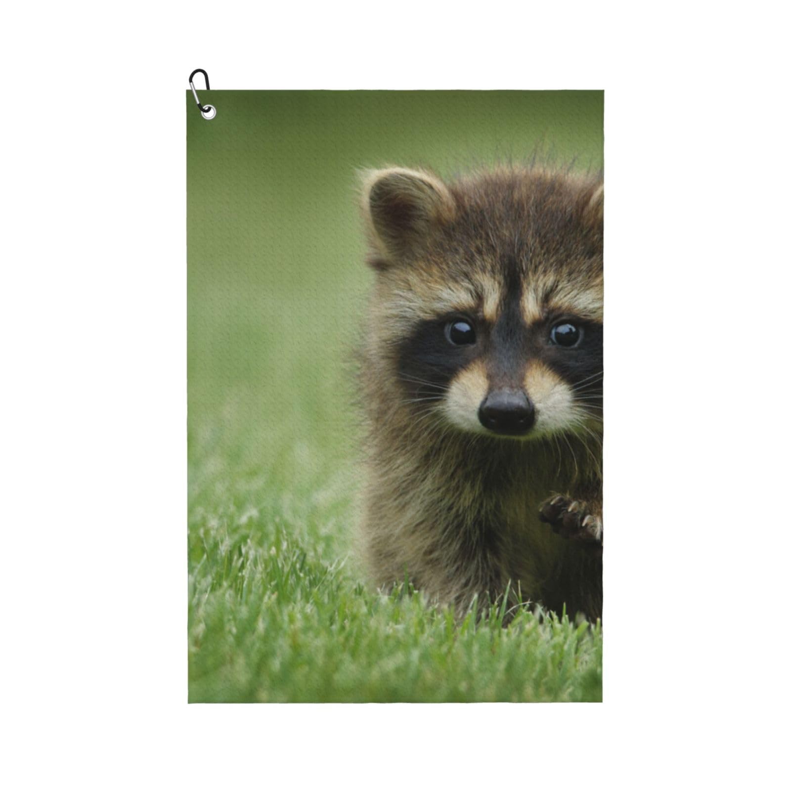 Hnnkloy Cute Raccoon Fashion Printed, 16x24 in Portable Waffle Golf Towels with Carabiner Clip for Golf Bag