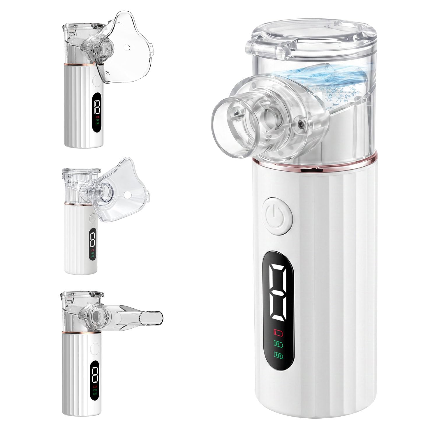 Nebulisateur Silent,Nebulisateur Portable USB-C Rechargeable pour Adultes et Enfants, Quantité de vapeur réglable，Nebulisateur à Ultrasons Avec 2 Masques et un Embout Buccal