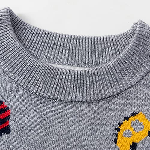 Toddler Boys Girls Cartoon Cars Prints Sweater Long Sleeve Warm Blouses Pullover Crew Neck Knitted Tops for 2~7T4