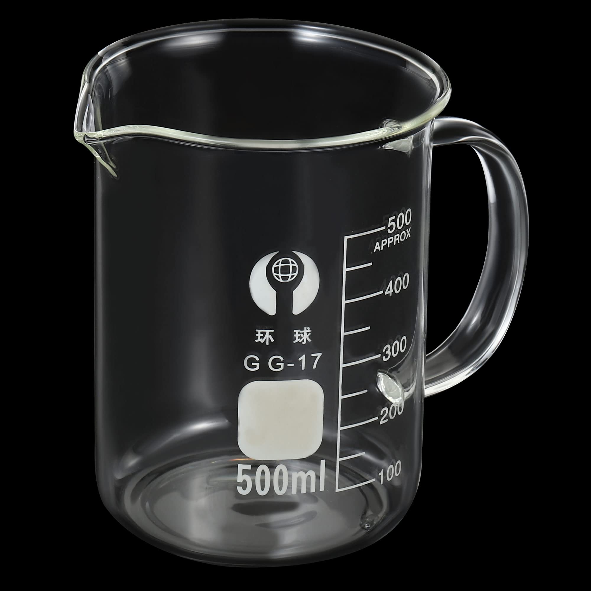 PATIKIL 500ml Vetro Bicchiere con Manico, 3.3 Borosilicato Vetro Graduato Stampato Scale Misurini Tazze con Beccuccio per Cucina laboratorio liquidi