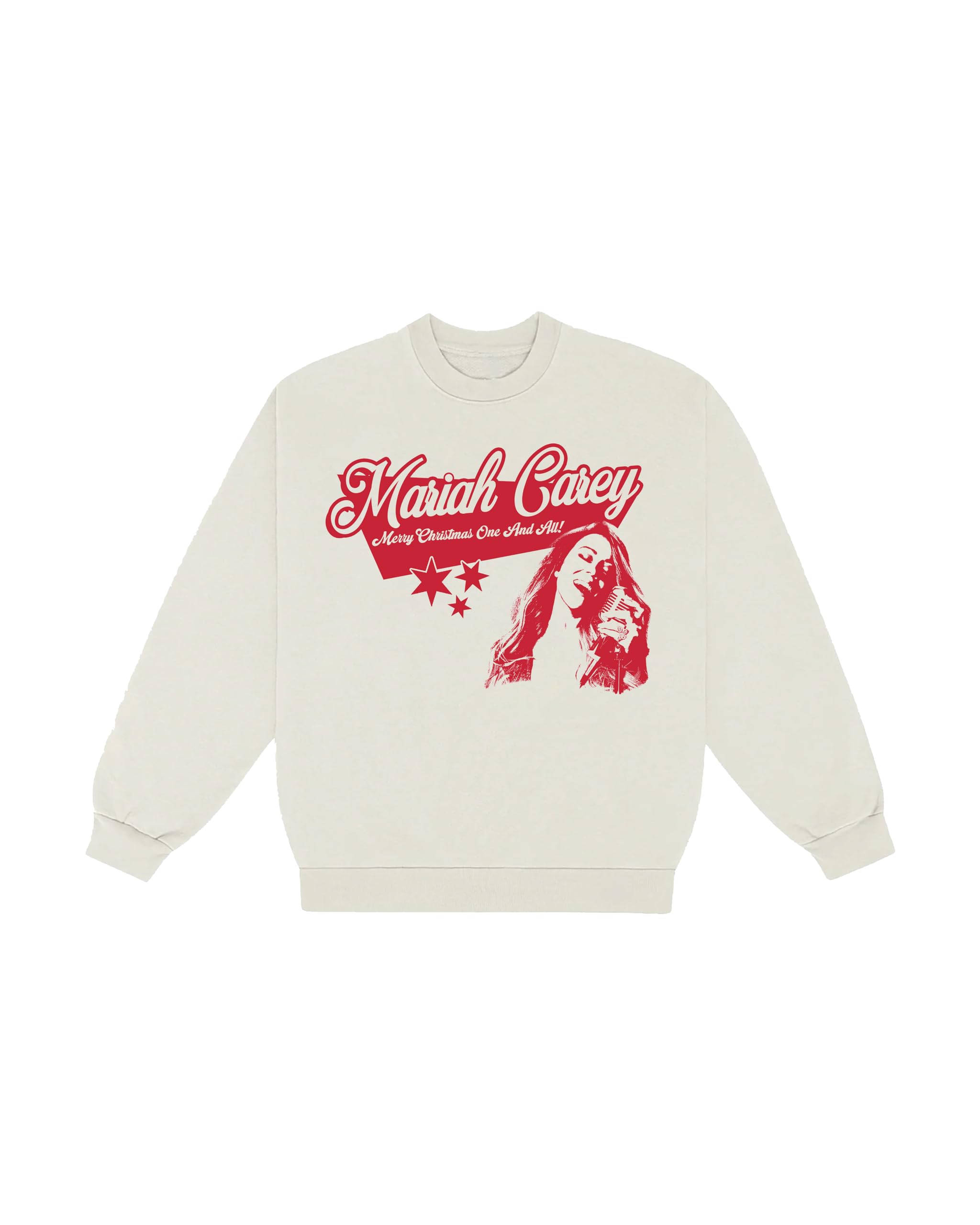 Mariah Carey Unisex-Adult Official Merry Christmas One All Tour Stars Pullover Sweater