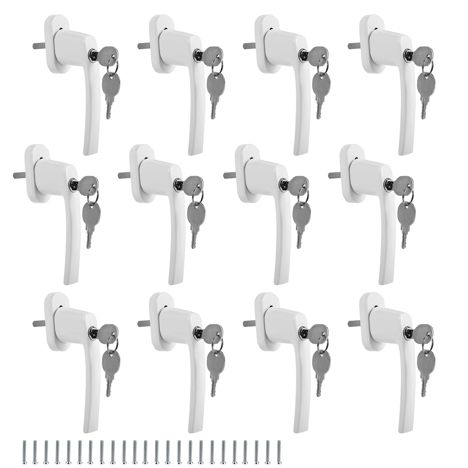 Poignées de Fenêtre Verrouillable à Clé en Aluminium 35 mm, Sécurité Enfant, Blanc