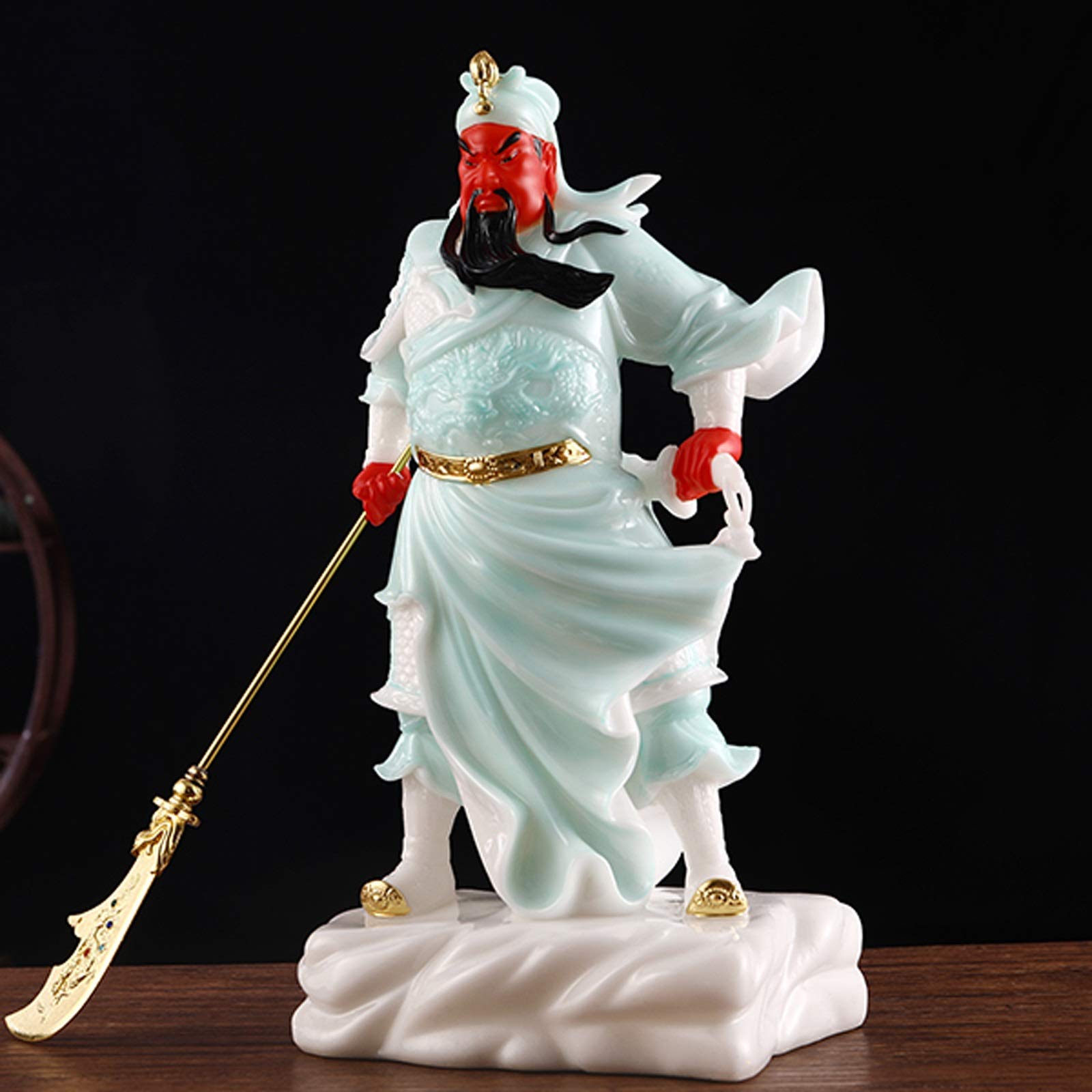 Statue di Buddha Artificiale Giada Buddha Statua squisita cinese Guan Guan Gong Decorazione Statua Guan Yu Buddha Statua Casa Soggiorno Casa Soggiorno Feng Shui Regalo 15 pollici Decorazione Feng Shui