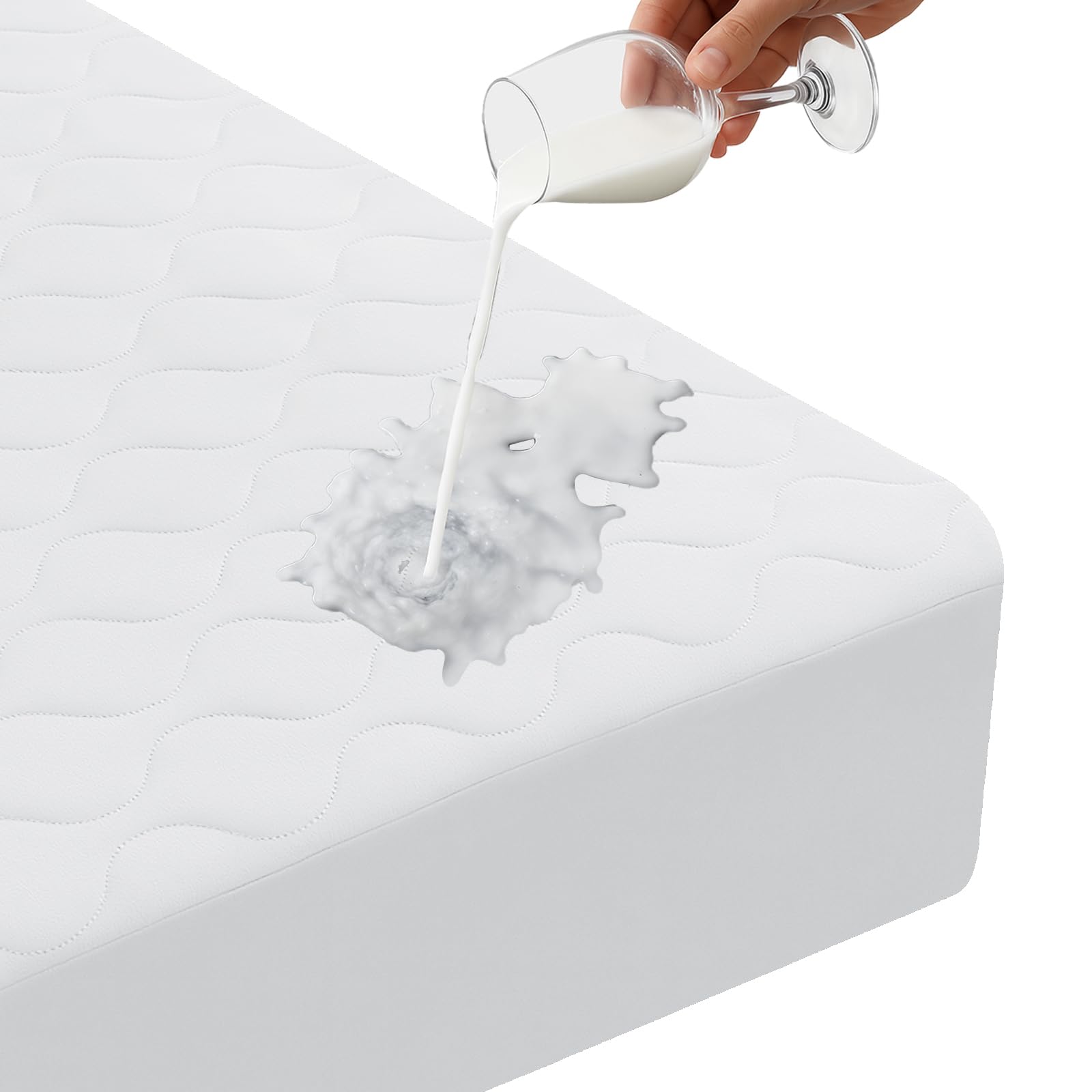 Protège matelas imperméable et anti-acariens 180x200 matelassé respirant blanc Ystyle