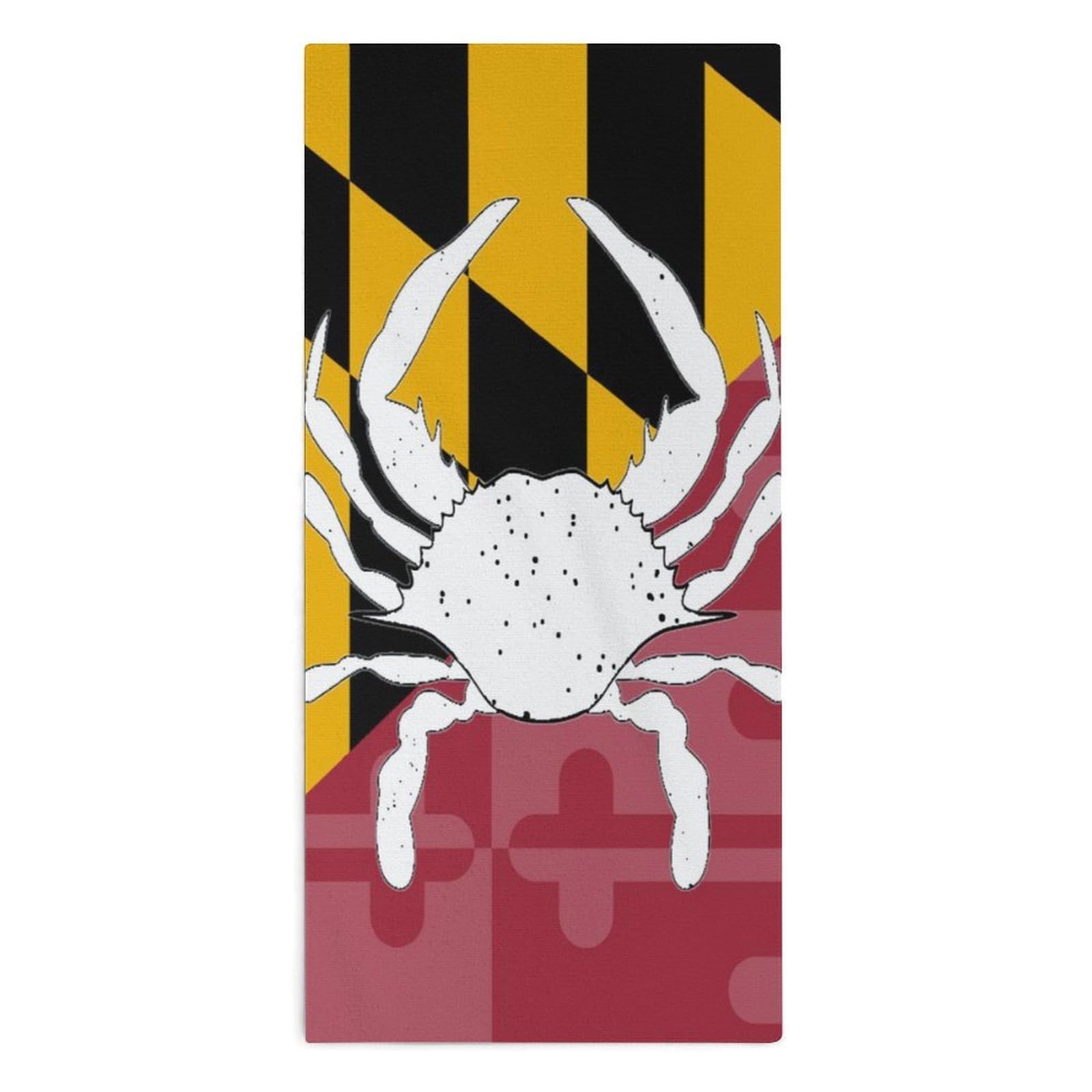NCLQVJXZKHW Maryland Flag Crab Hand Towels Soft Face Towel Gym Bathroom Travel Hotel 13"x28"
