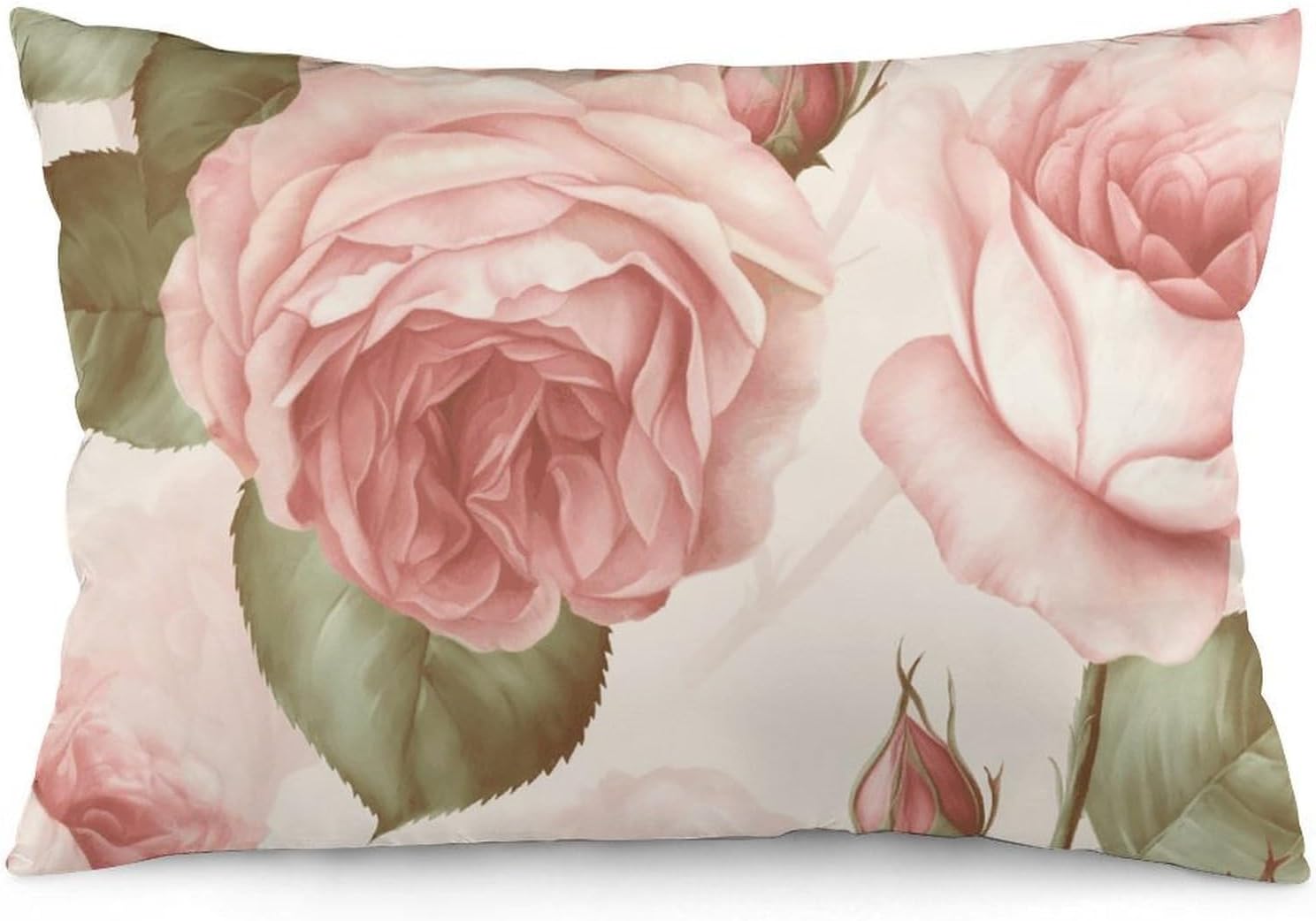 Beauty Roses Pillow Cases Queen Size Set of 1 Soft Comfortable Throw Pillows Covers Decorative Pillowcase with Zipper Bed Cushion Covers for Couch Sofa Bedroom 12 "x20