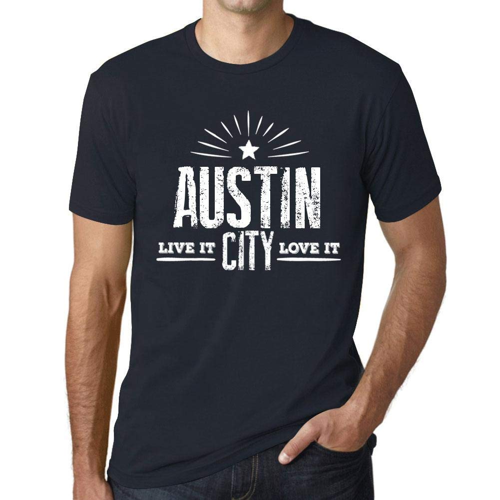 Men’s Vintage Tee Shirt Graphic T Shirt Live It Love It Austin Navy