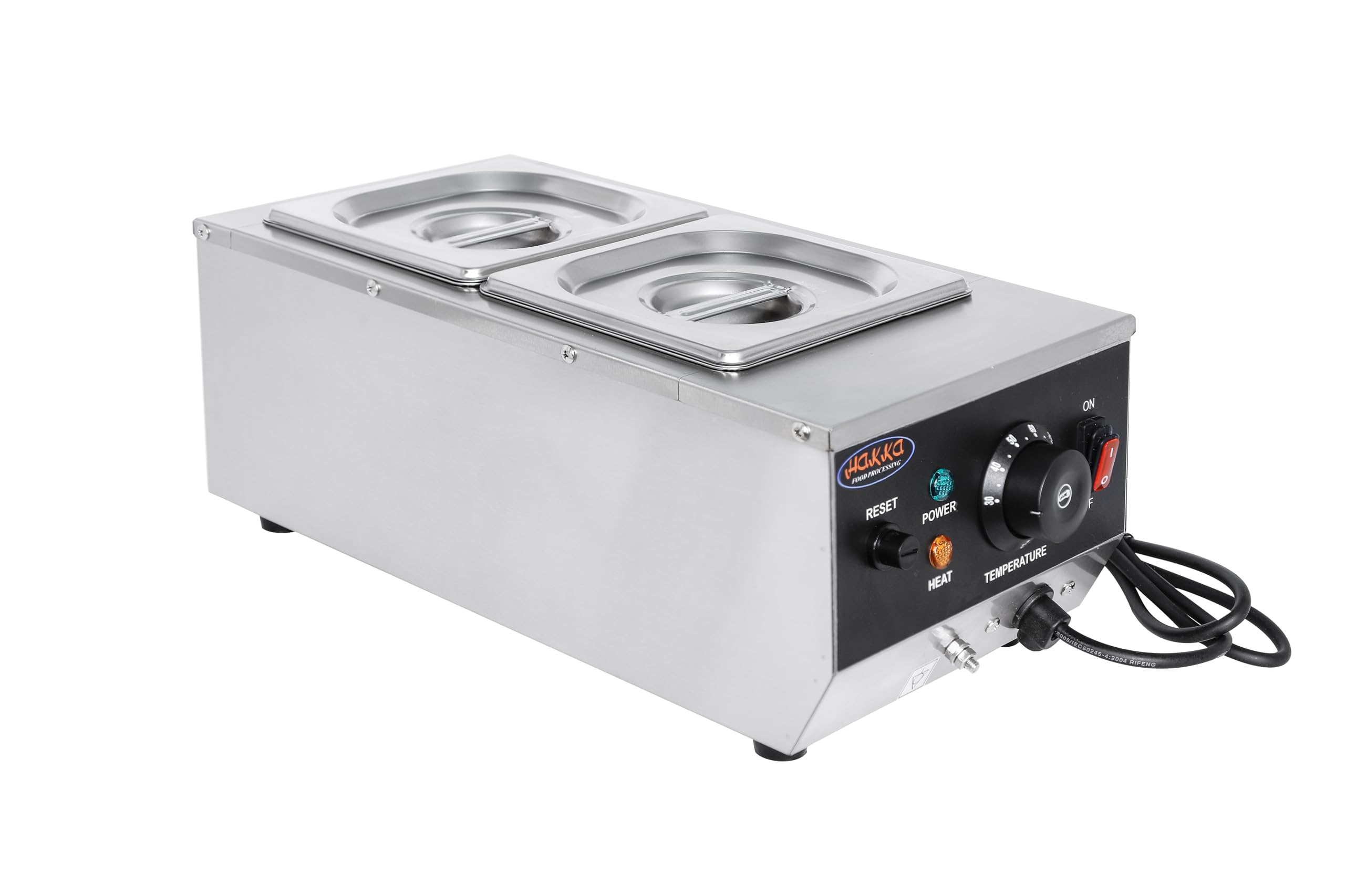 Hakka Tempéreuse à Chocolat, 1060W Fondoir à Chocolat Commercial avec Température Réglable 30~85℃, 2x1/6 GN Pans, Machine à Fondre et Chauffer le Chocolat Économe en Énergie pour Boulangerie/Café/Rest
