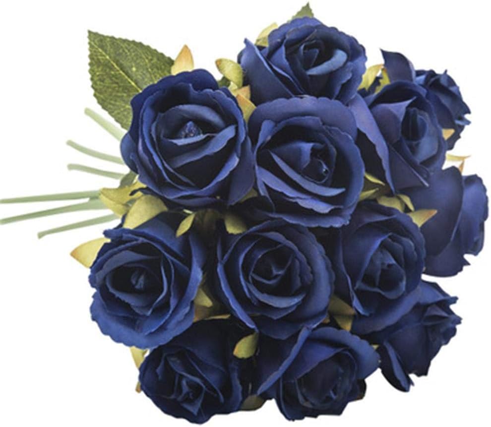 DaliuingArtificial Bouquet Navy Blue Bouquet Decor Rose Bunch for Home Decoration 25Cm Silk Flower
