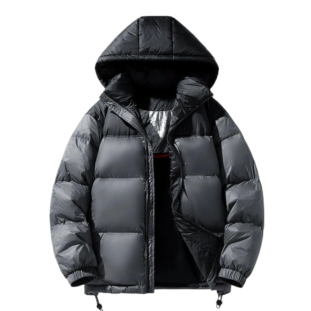 Mens Winter Hooded Goose Down Jacket Quality Casual Thick Casual Jacket Coat with Content