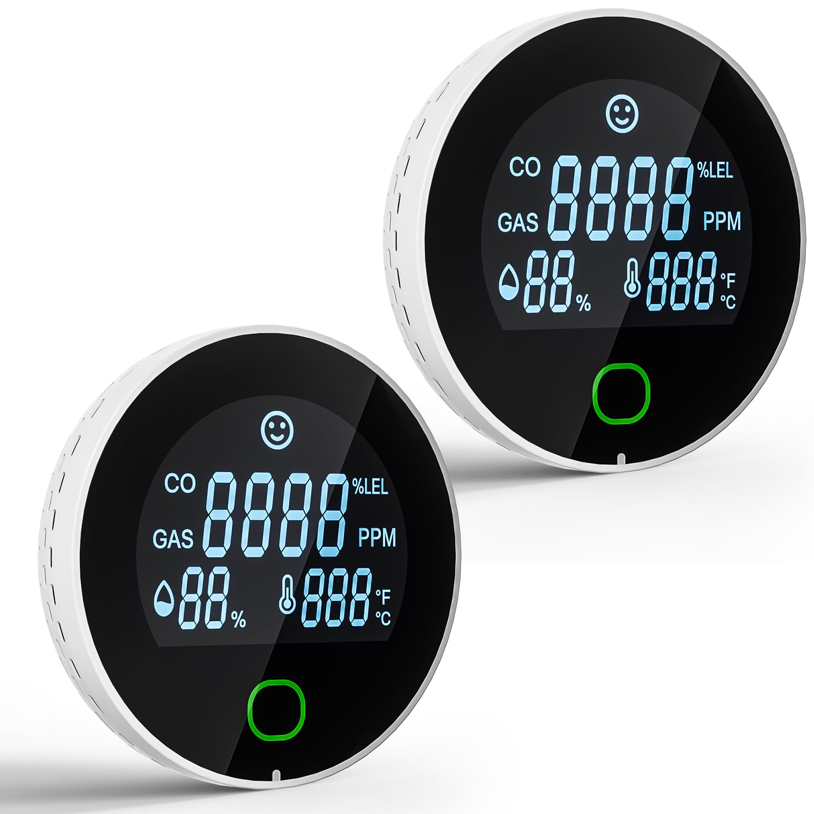2 Packs 4 in 1 Carbon Monoxide Detectors Plug in, Natural Gas Leak & Carbon Monoxide Detectors, Dual Alarms and HD Screen Display with CO/Gas/