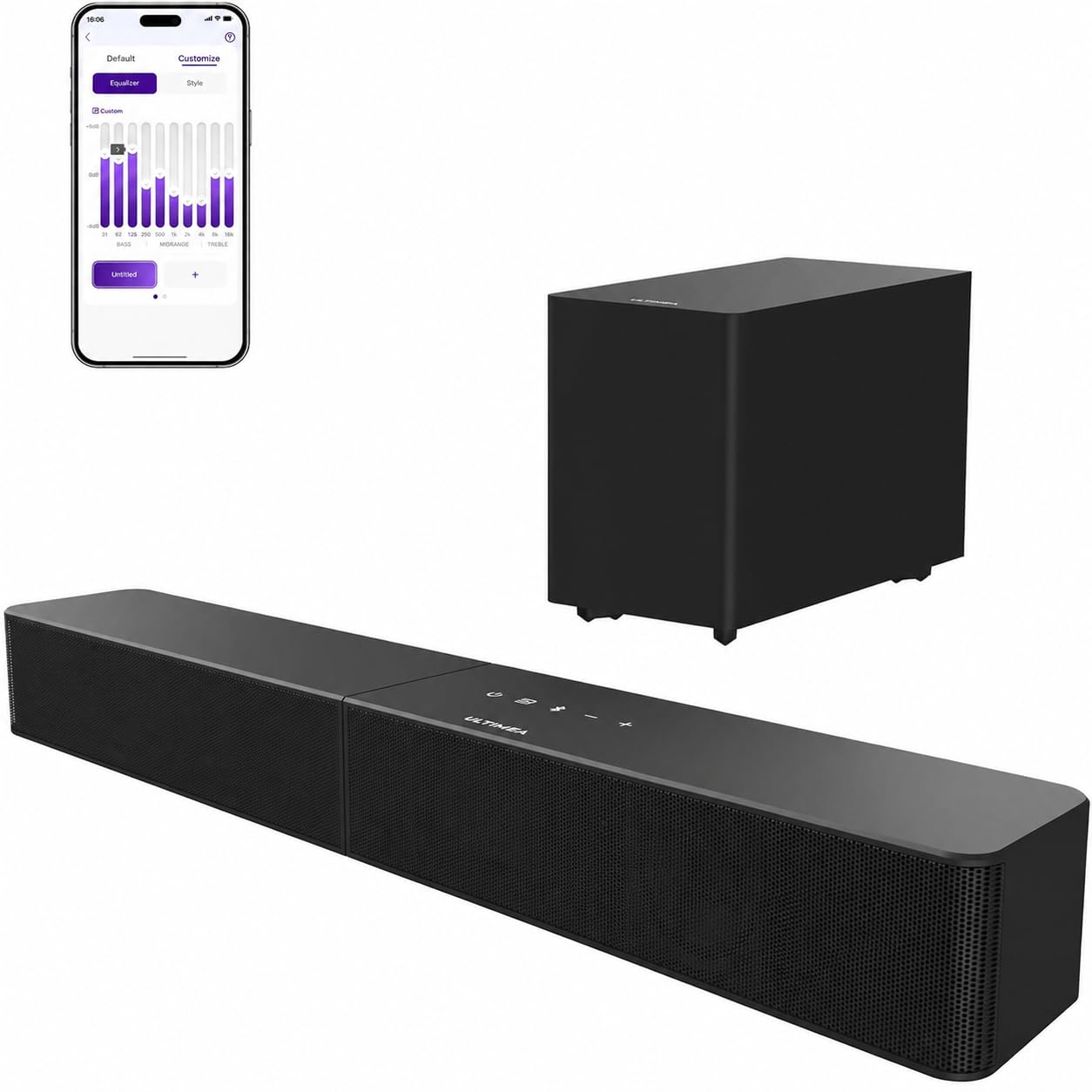 ULTIMEA Soundbar mit kabellosem Subwoofer, VoiceMX & BassMX, Poseidon M30 | App-Steuerung, Bluetooth® 6.0, 2.1ch Soundbar für TV Geräte, Einstellbarer Bass, HDMI, Optisch, 2026