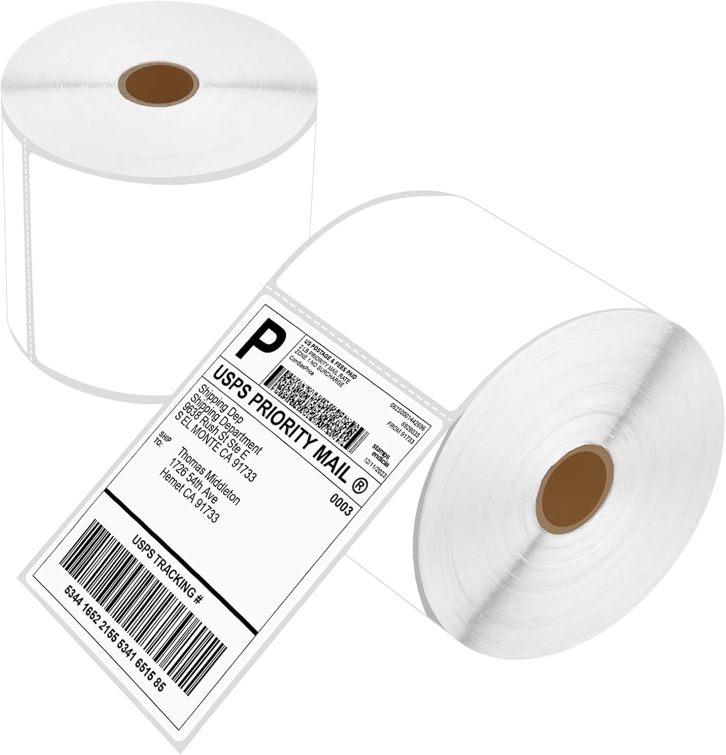 2 Rolls 4x6 Direct Thermal Labels, 500 Labels/Roll, Perforated Address Shipping Labels, Compatible for Zebra Rollo and Eltron Thermal Label Printers