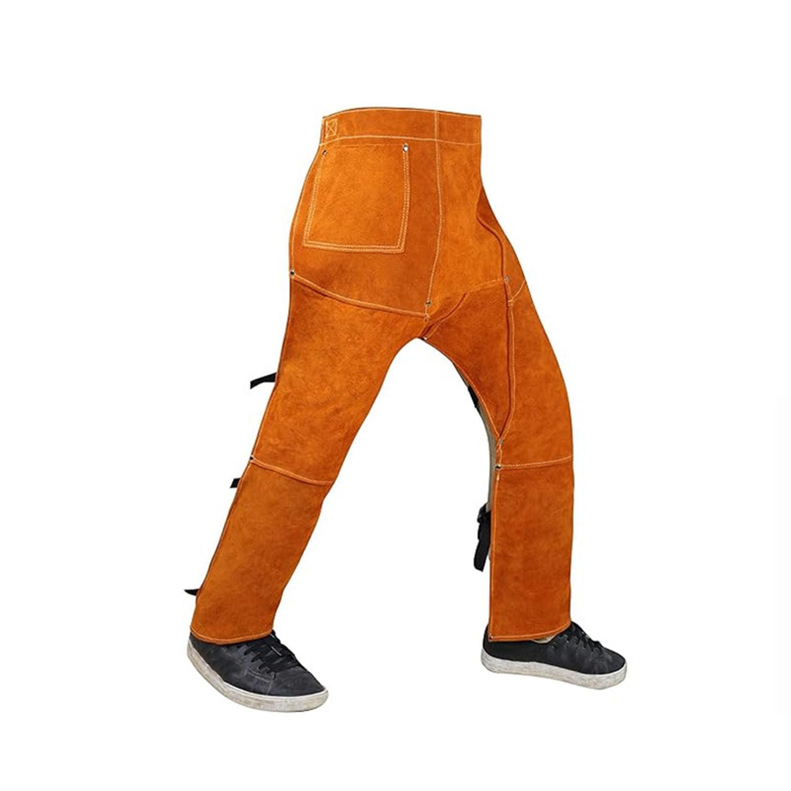 Delantal de soldadura de cuero dividido resistente con hebillas de liberación rápida, a prueba de calor, diseños desmontables, pantalones para proteger el equipo de protección de soldadores
