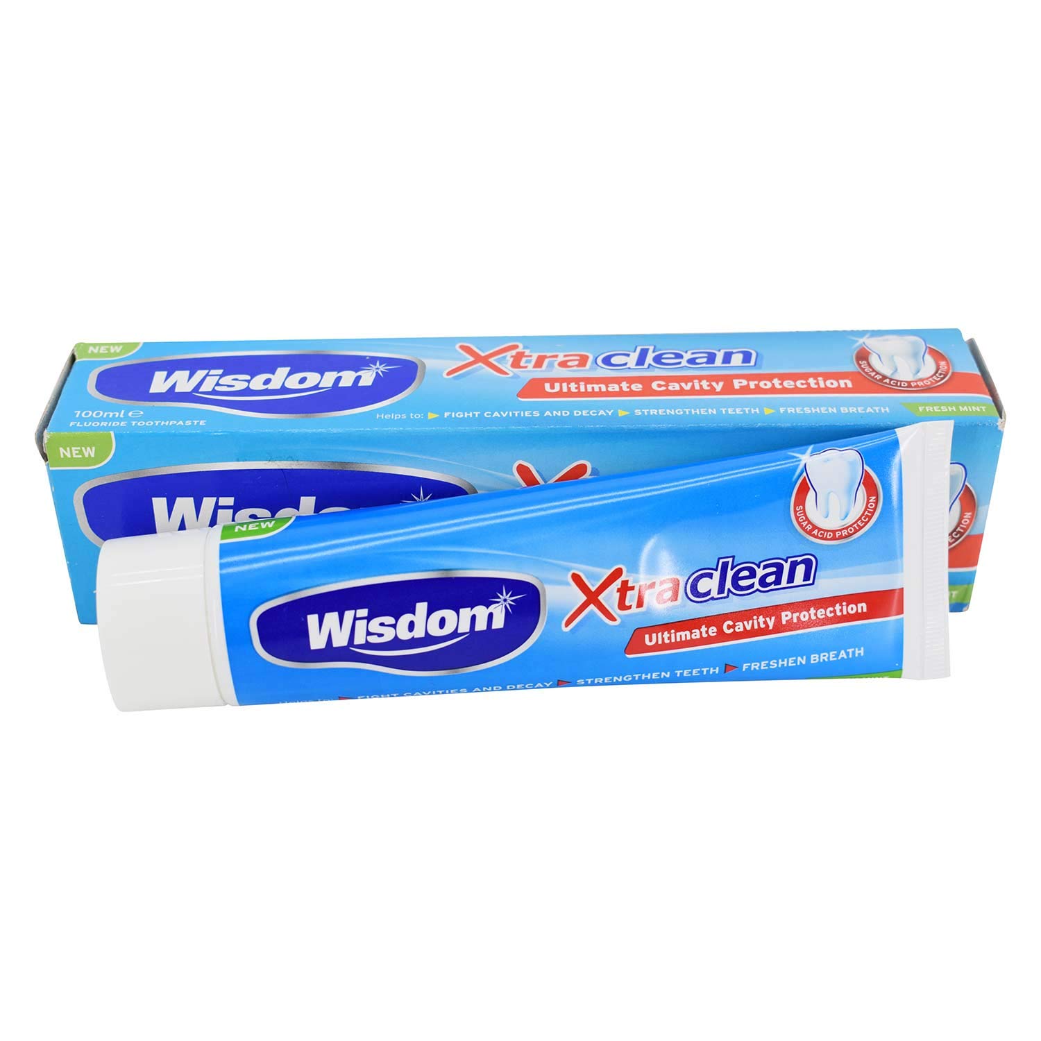 Wisdom Xtra Clean Ultimate Cavity Protection Fresh Mint Fluoride Toothpaste, 100ml