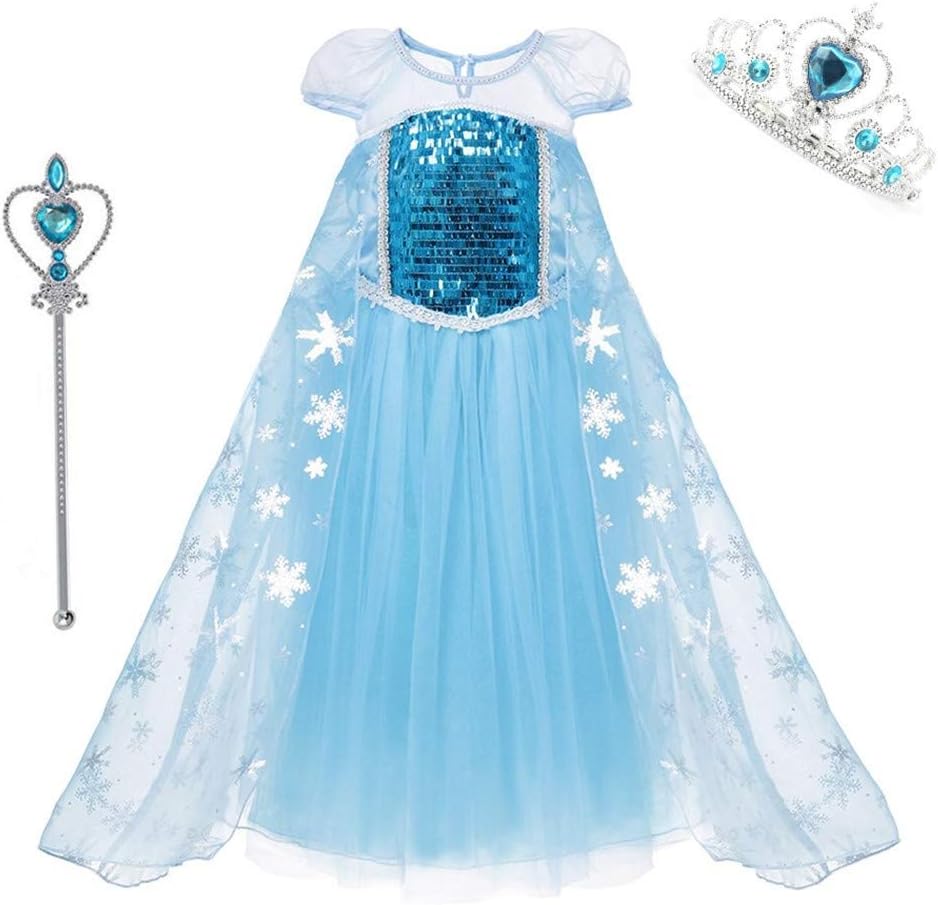 Princess Costumes Sequins Dress Up Party Outfit for Toddler Girls (Short Sleeve, 100/2T)