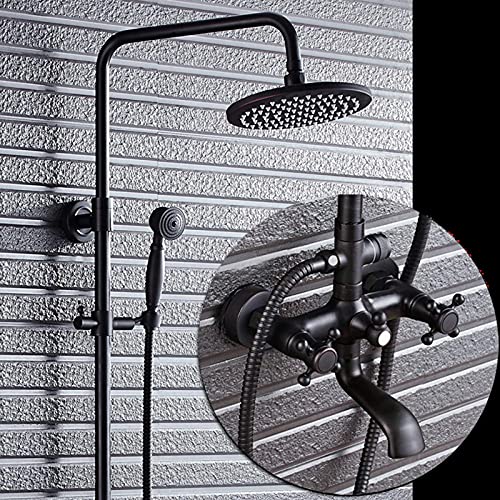 Mitigeur de douche noir bronze avec pommeau effet pluie 8 pouces et douchette - 3