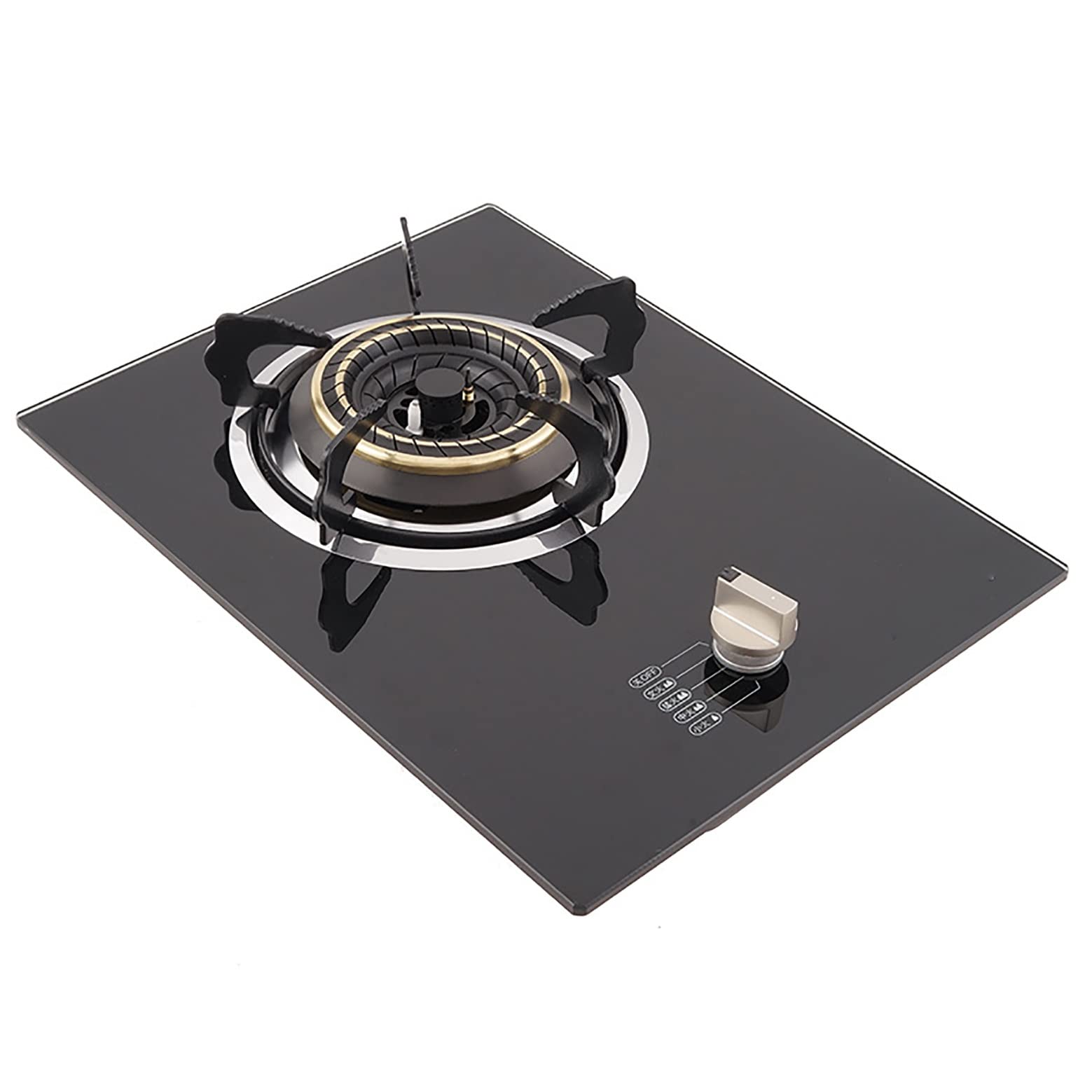 Gas Hob 3.8Kw Home Kitchen Built-In Gas Cooktop,Lpg/Ng Cooker Ffd Indoor Black Glass Gas Hob (Black) (Black)
