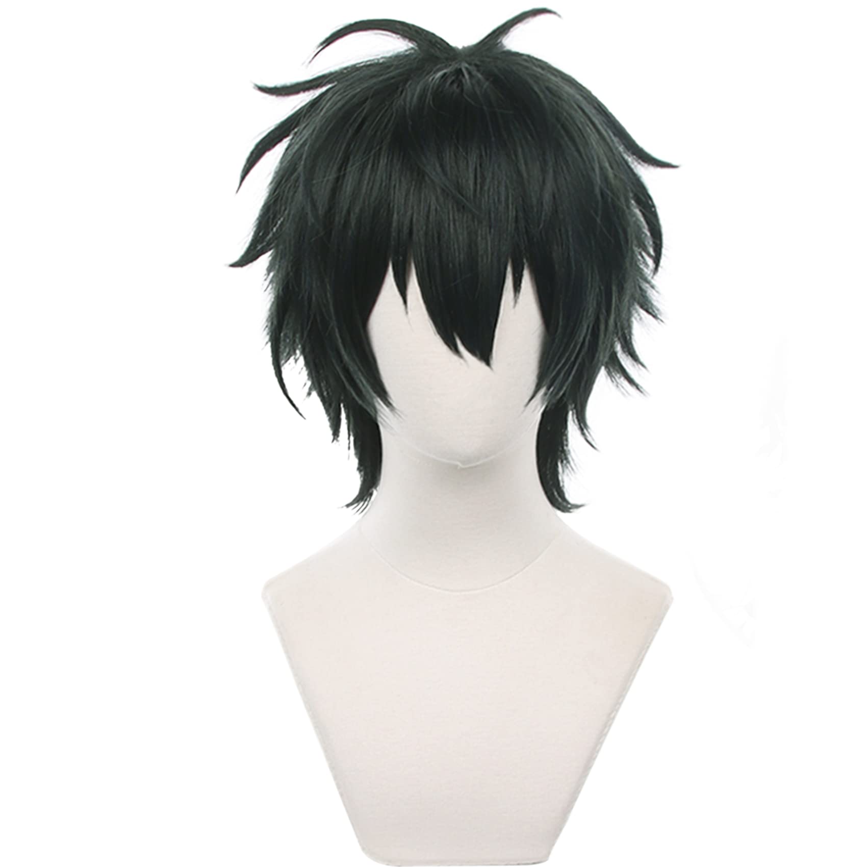 Men Dark Green Short Cosplay Wig Kagehira Mika Wig with Heat Resistant Synthetic for Halloween Comic Con Daily Use Replacement Wigs - Image 2
