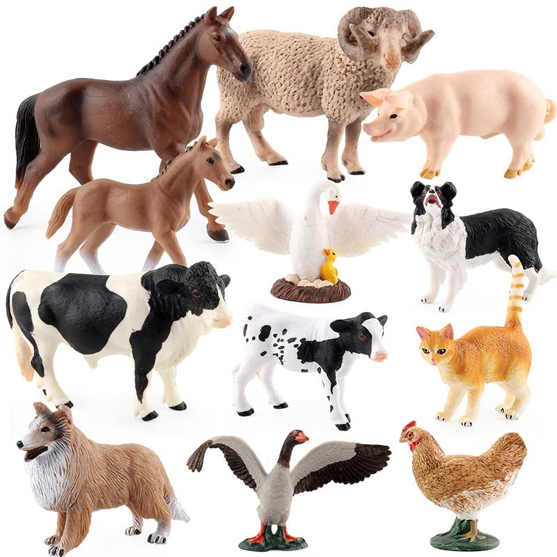 TOBOYO Farm Animal Model Toy Set mit Aufbewahrungsbox Verschiedene Ranch-Modelle (12 Stück) Kognition der Kinder…