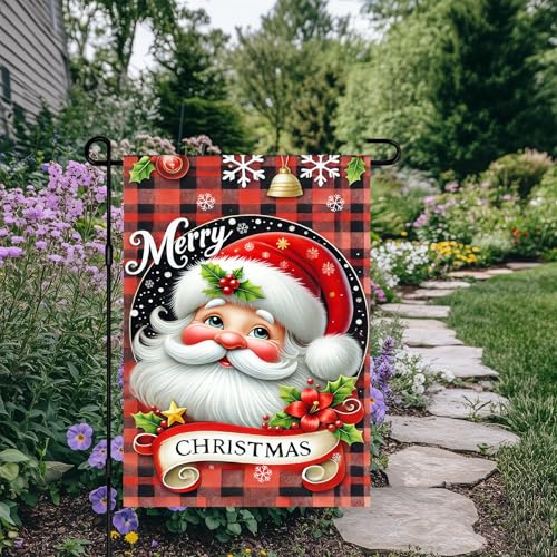 Image of BlissYard Christmas Santa Claus Garden Flag 12x18 Inch Polyester