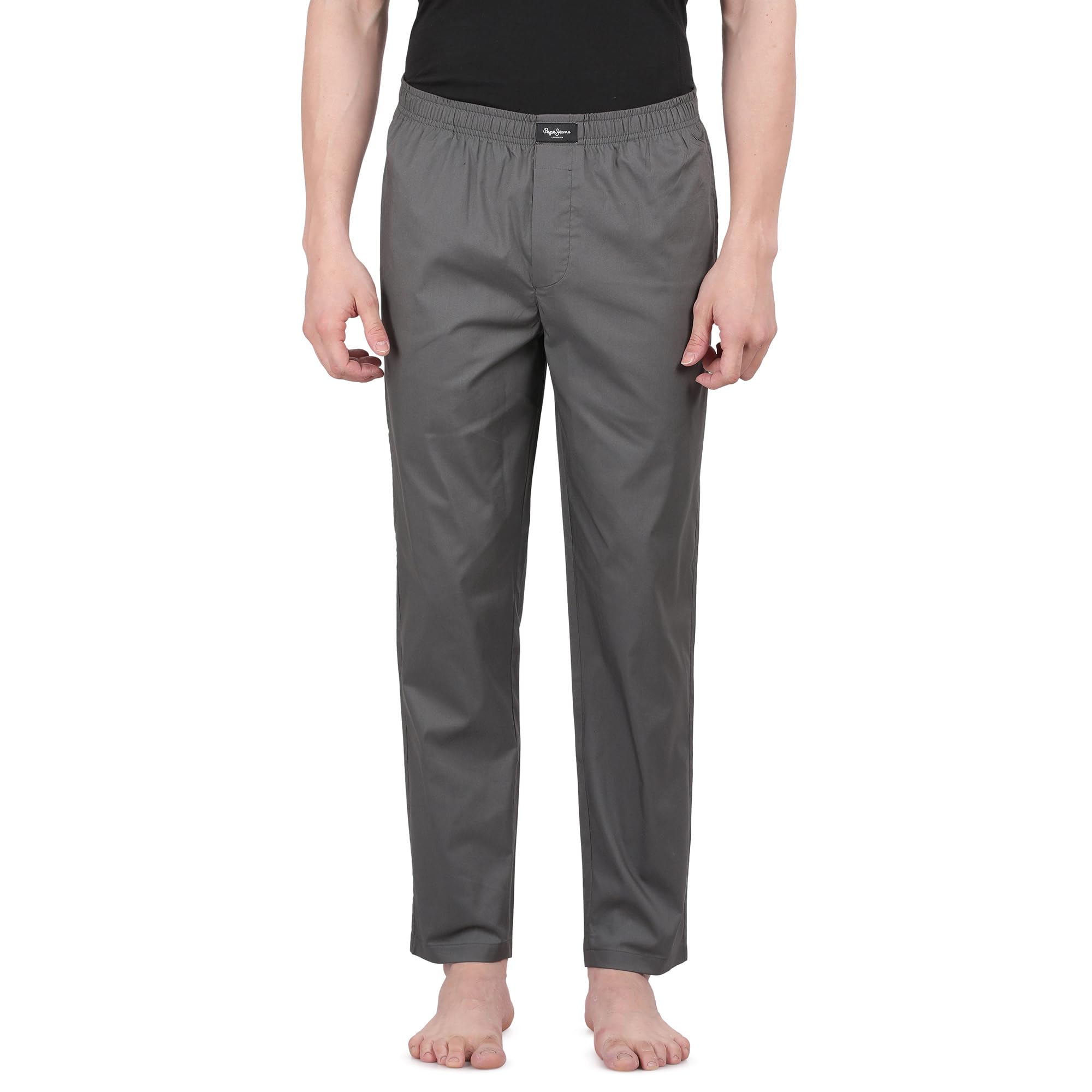 pepe jeans innerwear Men Relaxed Mid Rise Jeans Solid Woven Pyjama - Grey - Medium-picture-14