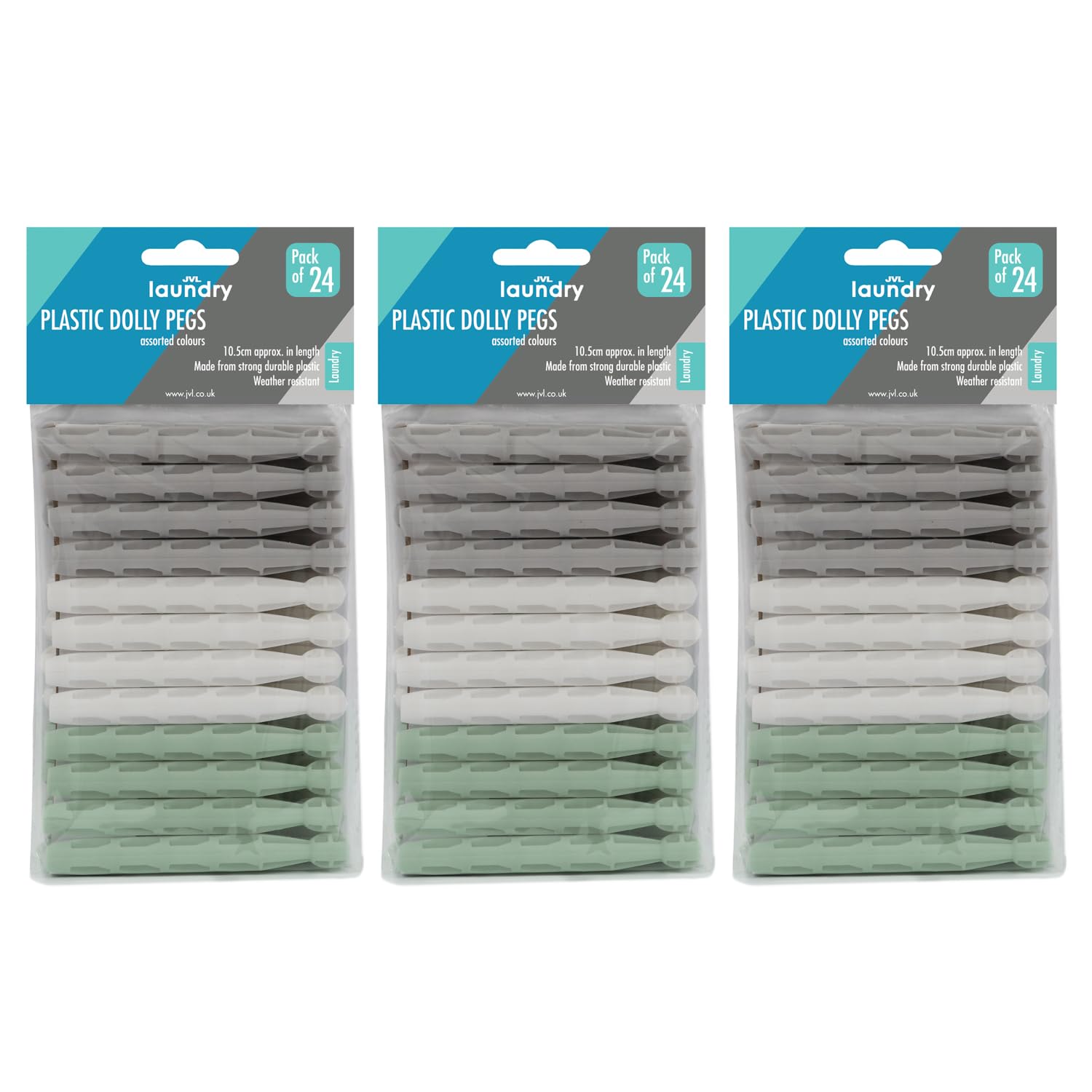 Jvl 72 Pack Plastic Dolly Clothes Pegs - Assorted Colours