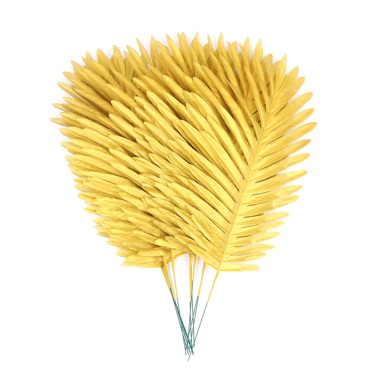 Shiwaki 20 Pieces Golden Palm Leaves Tropical Palm Leaves Artificial Palm Leaves for Wedding Party Decoration and Home Decoration