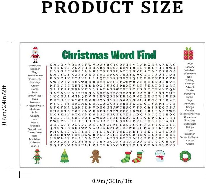 2-Pack Jumbo Christmas Word Search Posters – Giant 36"x24" Holiday Wall Games for Families, Fun Christmas Activity Posters for Kids & Adults, Large Festive Party Game Decorations - Image 5