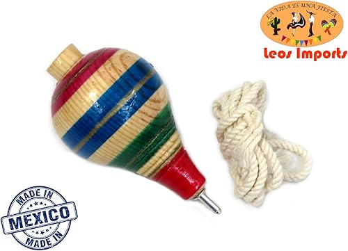 Miniatura 6 de Paquete de 3 trompos de madera tradicionales de trompo mexicano con cordón y puntas de metal trompos grandes de madera jugetes mexicanos