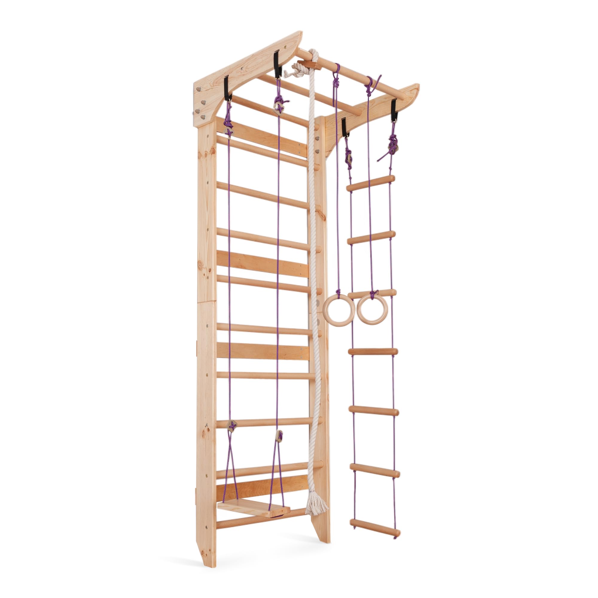 WEDANTA Wooden Swedish Ladder Wall Set – Kids Stall Bars for Exercise – Kids Swedish Gymnastic Wall Gym – Wood Stall Bar Gymnastics Playground – Best Gym for All Family